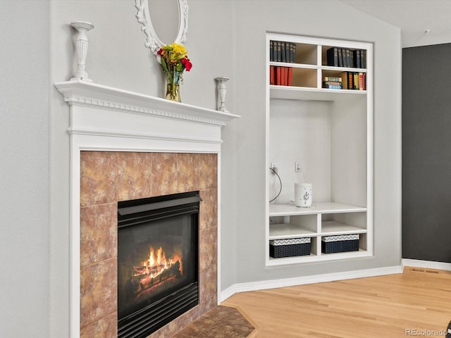 5497 W Prentice Ct, Littleton, CO 80123 - detailed view of a fireplace and wood finished floors