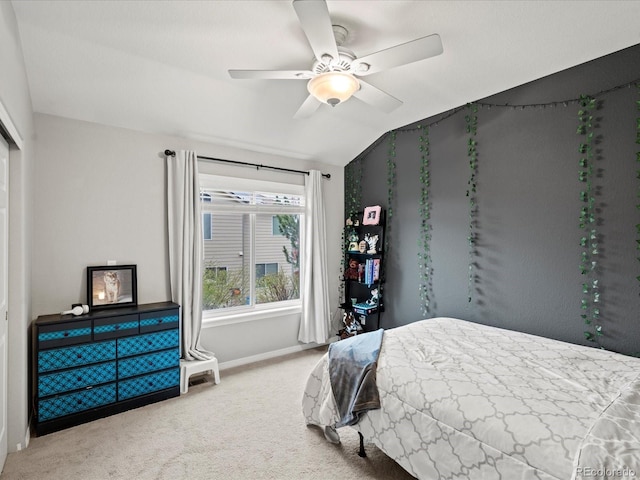 5497 W Prentice Ct, Littleton, CO 80123 - carpeted bedroom featuring vaulted ceiling and a ceiling fan
