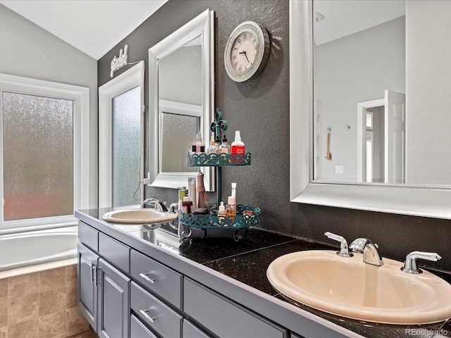5497 W Prentice Ct, Littleton, CO 80123 - full bath with lofted ceiling and double vanity