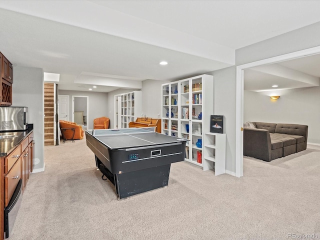 5497 W Prentice Ct, Littleton, CO 80123 - game room with light carpet and recessed lighting
