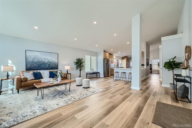 living room with light hardwood / wood-style floors