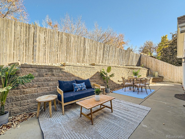 view of patio / terrace with an outdoor hangout area