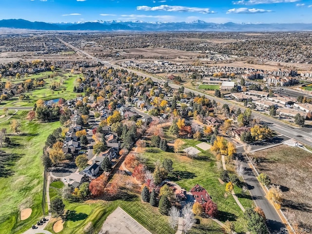 birds eye view of property with a mountain view