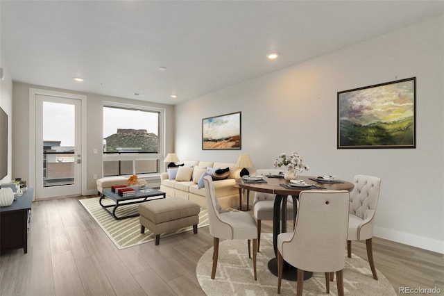 dining area featuring light hardwood / wood-style floors