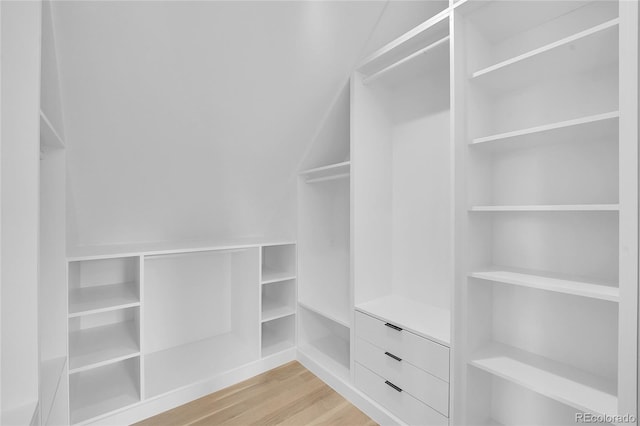 spacious closet featuring light wood-style flooring