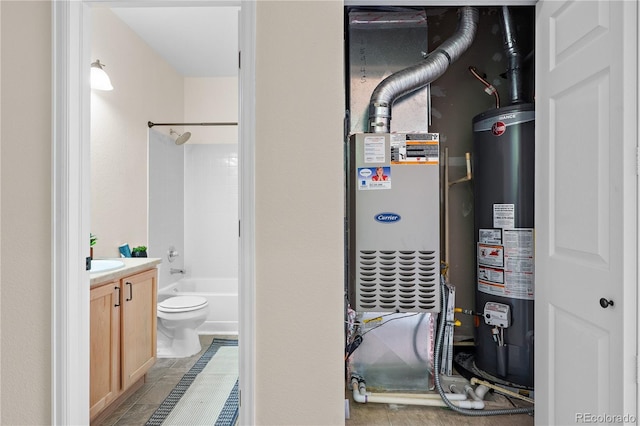 utility room featuring water heater