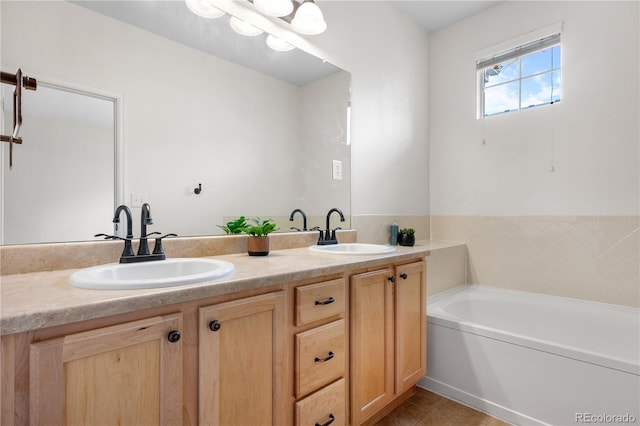 15945 E Geddes Dr Unit 54, Aurora, CO 80016 - full bathroom with double vanity, a garden tub, and tile patterned flooring