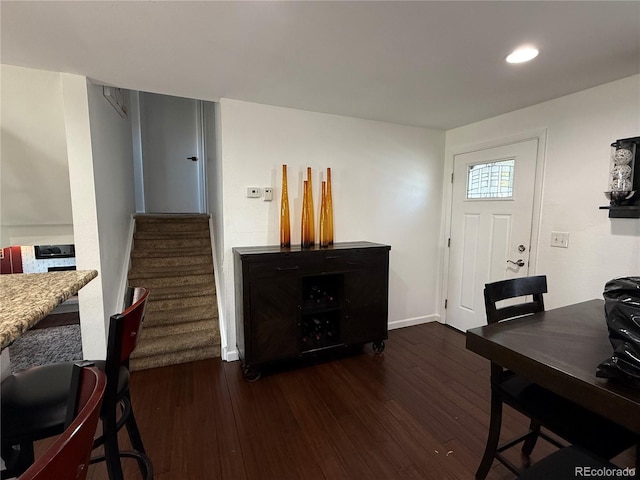 7132 Xavier Way, Westminster, CO 80030 - dining space with dark wood-style floors, stairway, and recessed lighting