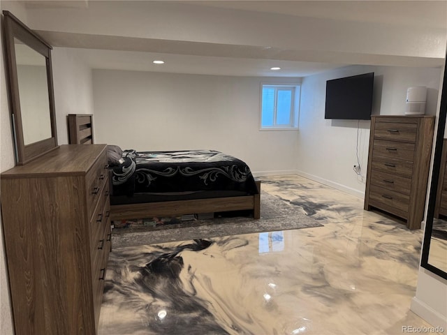 7132 Xavier Way, Westminster, CO 80030 - bedroom with baseboards, marble look tiles, and recessed lighting