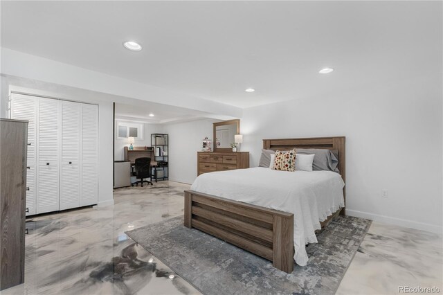 7132 Xavier Way, Westminster, CO 80030 - bedroom with recessed lighting, marble tiled floors, and a desk