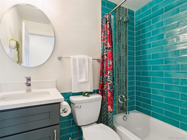 207 Iowa Dr, Golden, CO 80403 - full bathroom featuring toilet, shower / bath combo, and vanity