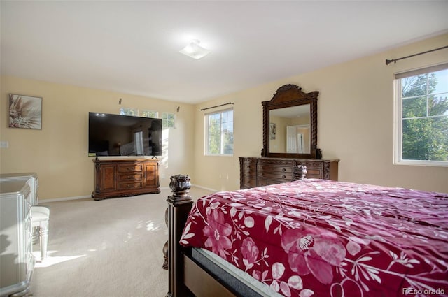 bedroom with multiple windows and carpet floors