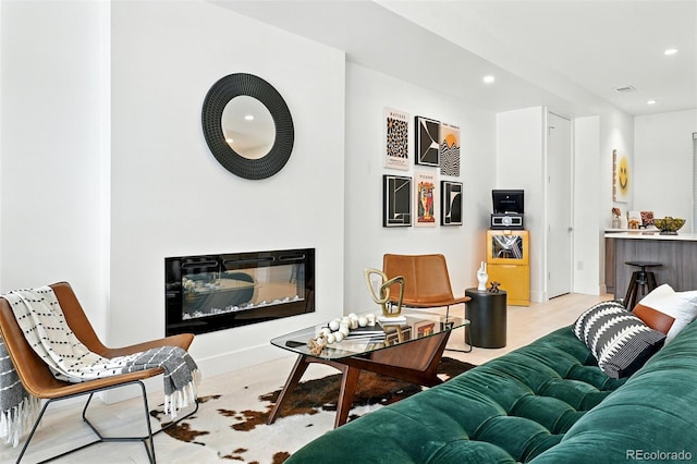 4394 Zenobia St, Denver, CO 80212 - living area featuring recessed lighting and a glass covered fireplace