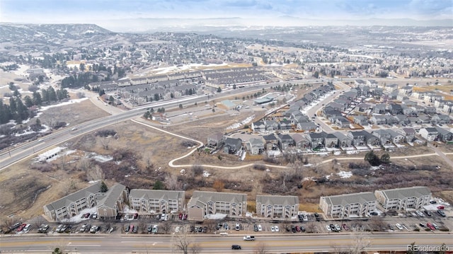 bird's eye view featuring a residential view and a mountain view