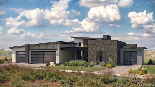 contemporary house featuring a garage