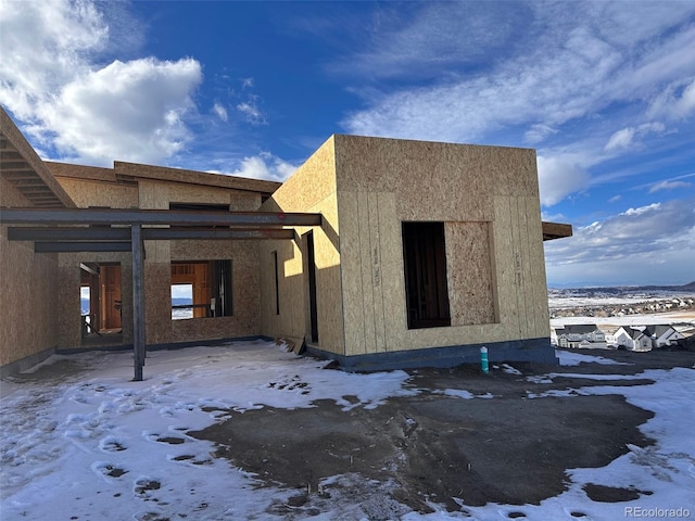 view of snow covered exterior