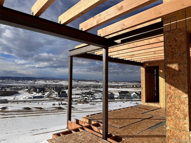 view of snow covered patio