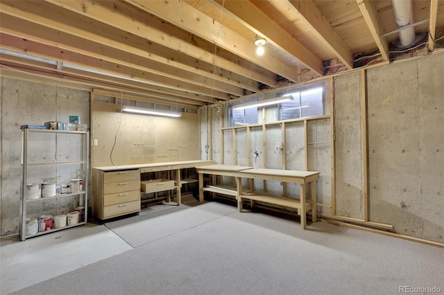 view of unfinished basement
