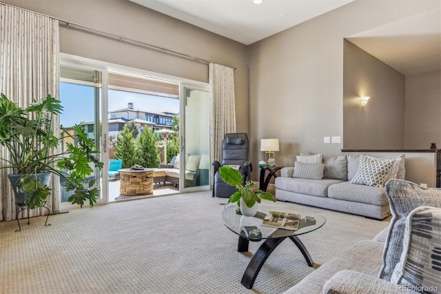 living room featuring carpet flooring