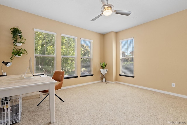 2488 Lake Vista Dr, Broomfield, CO 80023 - office area with healthy amount of natural light, carpet flooring, and a ceiling fan