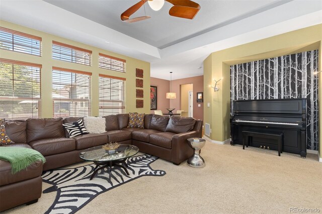 2488 Lake Vista Dr, Broomfield, CO 80023 - living area featuring carpet floors and ceiling fan