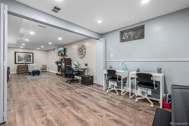 10478 Ogden St, Northglenn, CO 80233 - office area featuring wood finished floors, recessed lighting, and baseboards