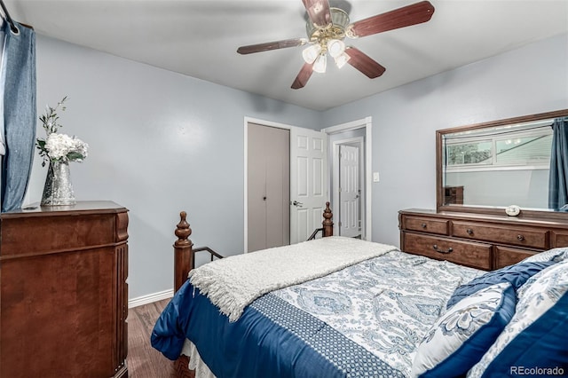 10478 Ogden St, Northglenn, CO 80233 - bedroom with wood finished floors, ceiling fan, and baseboards