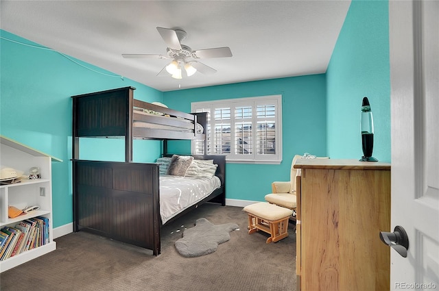 8726 Gardenia Cir, Arvada, CO 80005 - bedroom with carpet floors, baseboards, and a ceiling fan