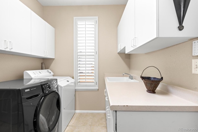 6772 Tiger Tooth, Littleton, CO 80124 - laundry room with cabinet space, separate washer and dryer, and light tile patterned floors