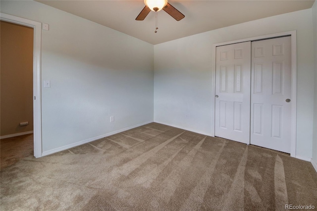 5947 Cumbre Vista Way, Colorado Springs, CO 80924 - unfurnished bedroom featuring carpet floors, a closet, and a ceiling fan