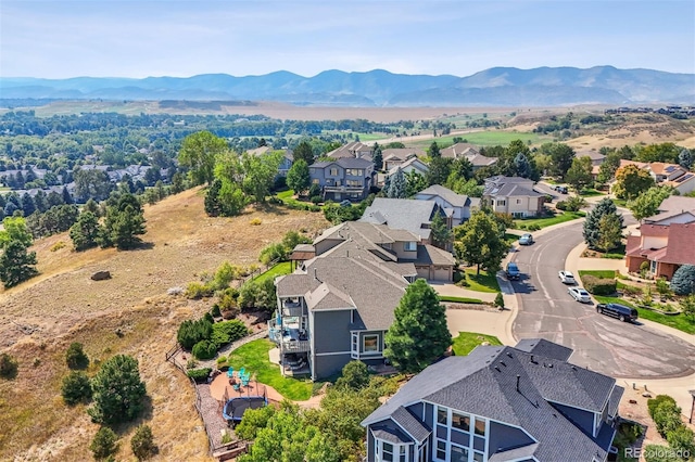 drone / aerial view with a mountain view