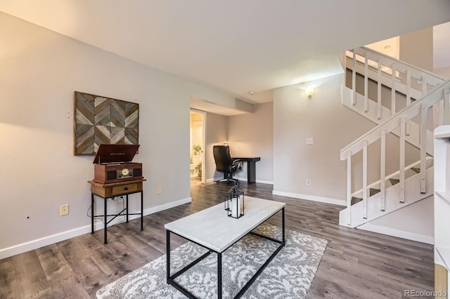 12476 W Prentice Pl, Littleton, CO 80127 - living area featuring stairs and wood finished floors