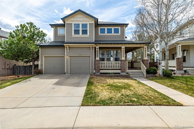 16434 Homestead Ct, Parker, CO 80134 - craftsman-style home with a front lawn, driveway, covered porch, brick siding, and an attached garage
