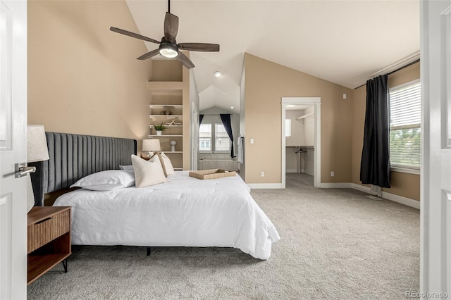 16434 Homestead Ct, Parker, CO 80134 - bedroom with lofted ceiling, carpet flooring, baseboards, and multiple windows