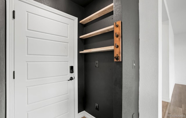26322 E 2nd Ave, Aurora, CO 80018 - mudroom with baseboards and wood finished floors