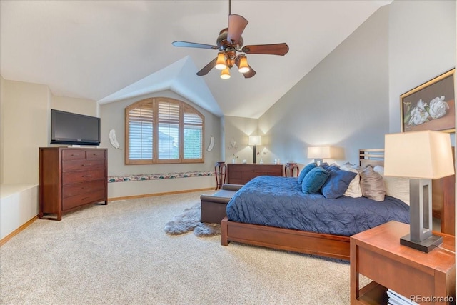 16642 W Archer Ave, Golden, CO 80401 - carpeted bedroom featuring vaulted ceiling and ceiling fan