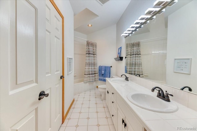 16642 W Archer Ave, Golden, CO 80401 - bathroom with double vanity, shower / bath combo, and recessed lighting
