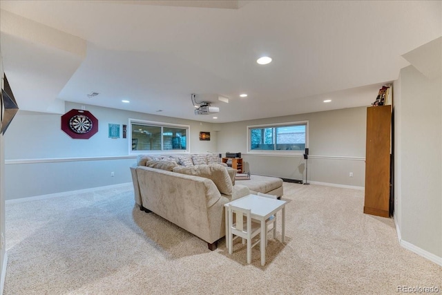 16642 W Archer Ave, Golden, CO 80401 - living room featuring light colored carpet and recessed lighting