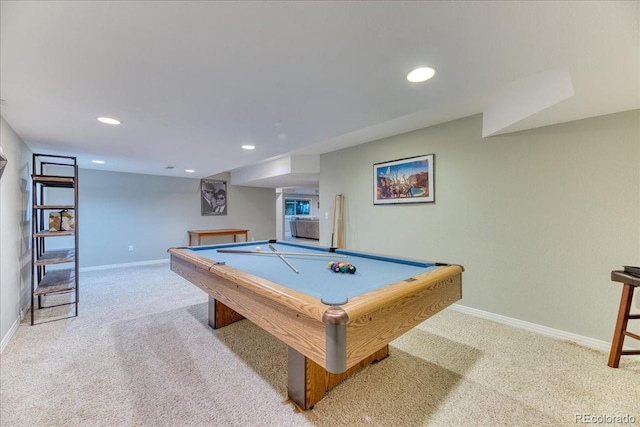 16642 W Archer Ave, Golden, CO 80401 - recreation room with light colored carpet, recessed lighting, and billiards