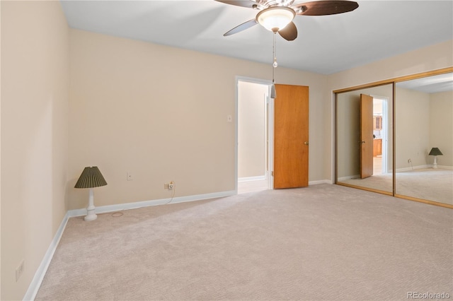 9115 W 5th Ave, Lakewood, CO 80226 - unfurnished bedroom with light carpet, a closet, baseboards, and ceiling fan