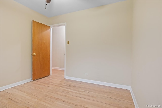 9115 W 5th Ave, Lakewood, CO 80226 - empty room with light wood-style flooring, baseboards, and ceiling fan