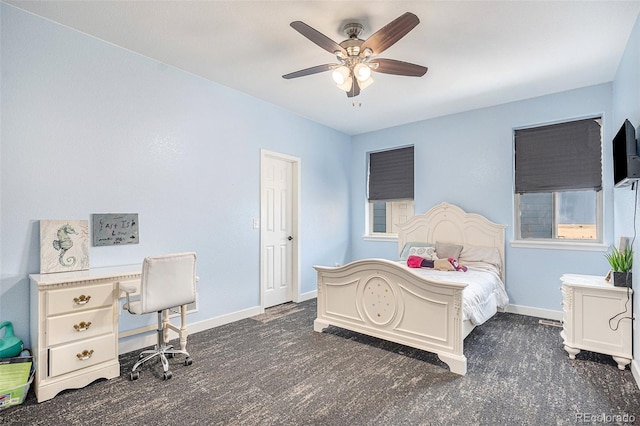 bedroom featuring baseboards and a ceiling fan