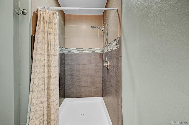 bathroom with a shower stall