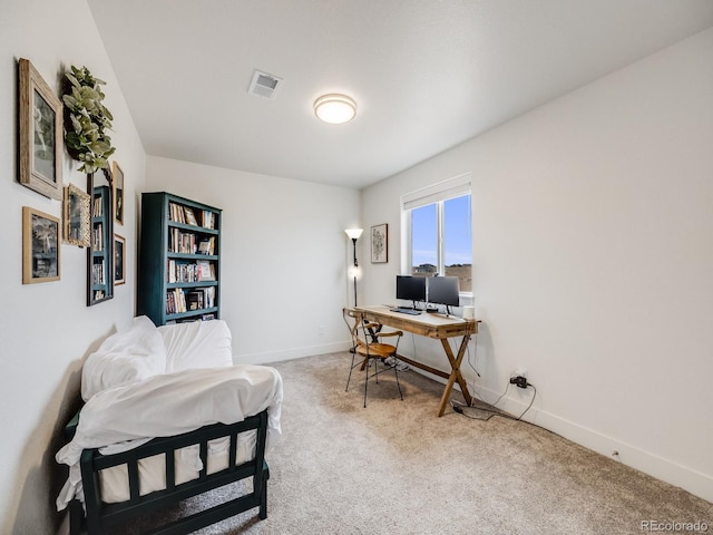 view of carpeted home office