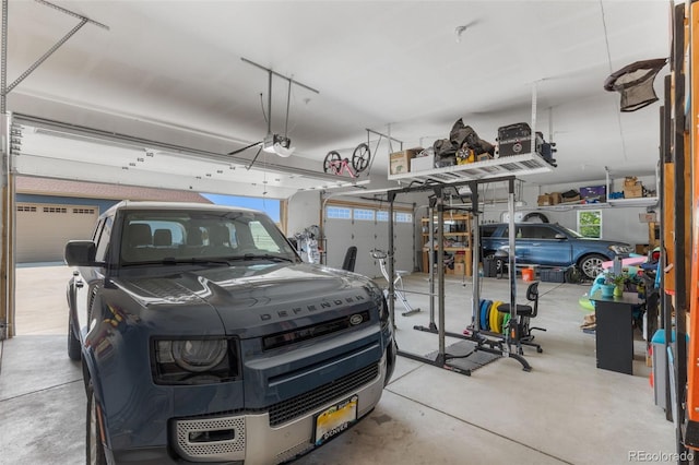 garage with a garage door opener