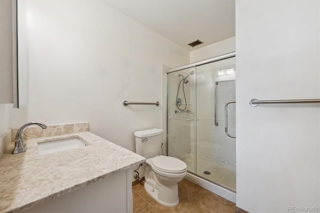 725 S Alton Way Unit 7D, Denver, CO 80247 - full bath featuring vanity, a shower stall, and tile patterned flooring