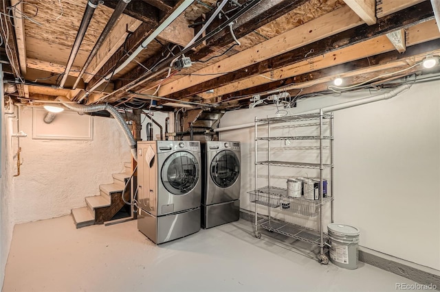 209 S Lincoln St, Denver, CO 80209 - unfinished basement with washer and dryer and stairs