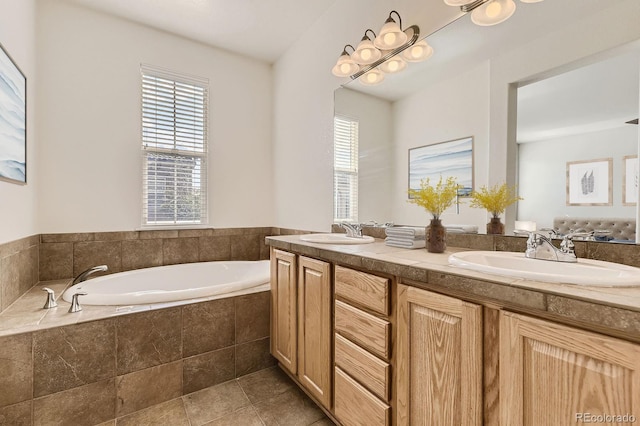3491 Cascina Pl Unit D, Highlands Ranch, CO 80126 - full bath featuring double vanity and a garden tub