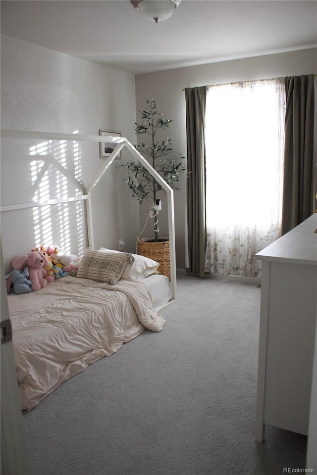 bedroom featuring carpet flooring and multiple windows