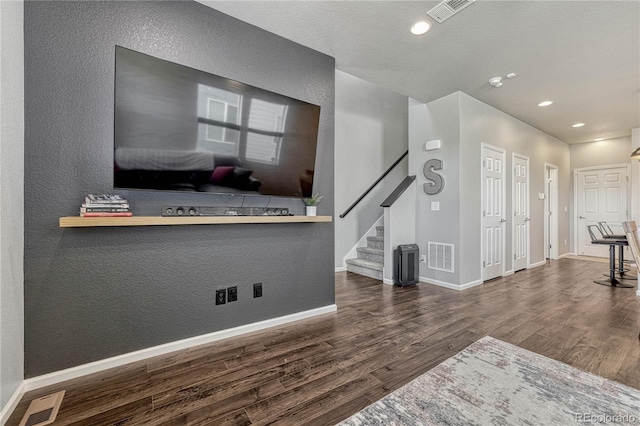 interior space with dark wood-type flooring